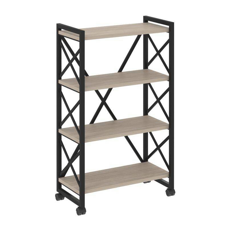 Loft Стеллаж на колесных опорах-4 полки VR.L-MST.K-4.8 Дуб Аттик/Металл Черный 800*400*1334